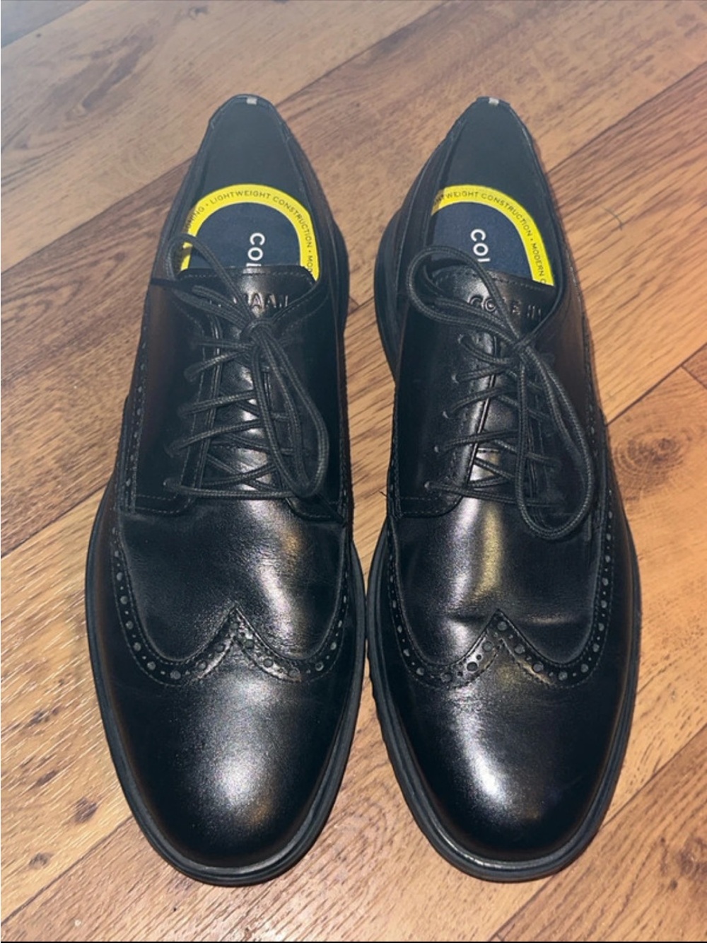 Cole Haan Black Leather Wingtip Oxfords